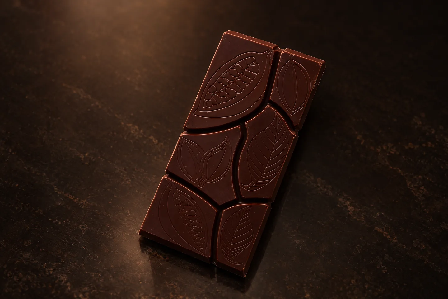 A dark chocolate bar from the Atelier, unwrapped
